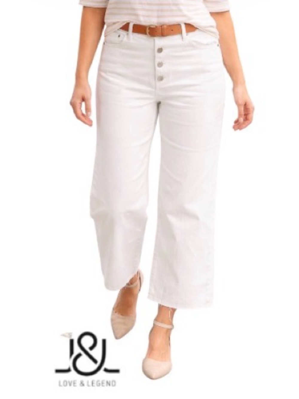 26W Love & Legend Cotton Button Fly Wide Leg Ankle Jeans, New With Tags